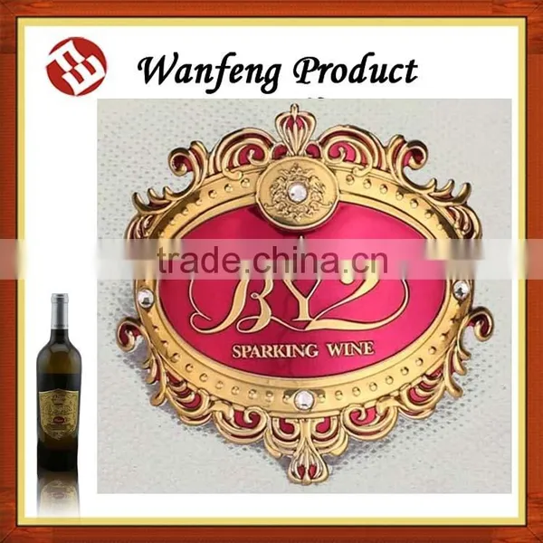 2015 new design in good price aluminum embossed label for wine bottle factory price