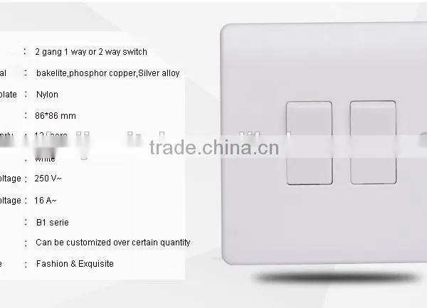 High Quality UK Standard Two Gang One Way or Two Way Wall Switch photo-2