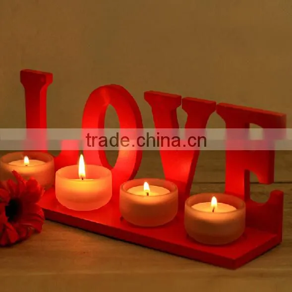 Romantic LOVE Wood Wedding Candlestick