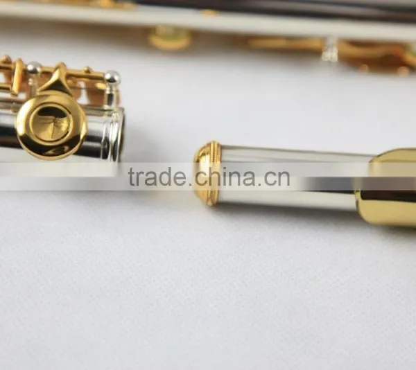 16 Close Holes Silver Plated Body Gold Lacquer Keys Flute photo-4
