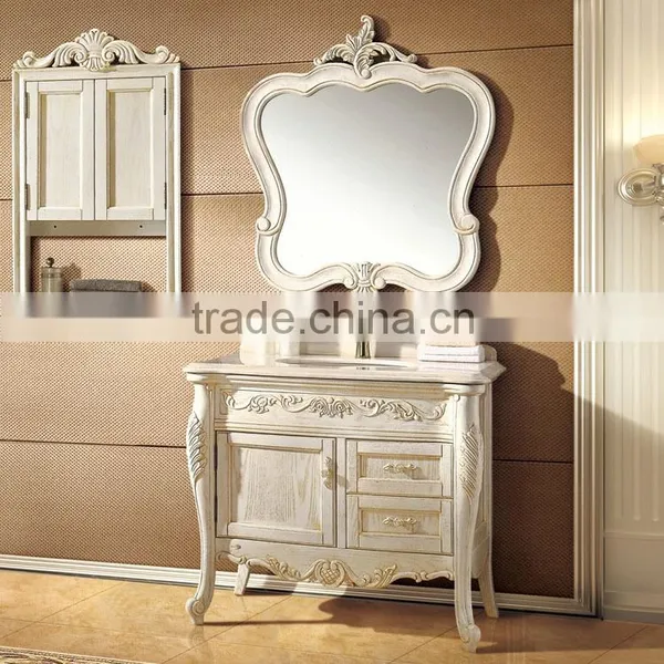 WTS-821SYO French Antique Style White Wooden Single Undermount Sink Used Bathroom Vanity Cabinets photo-6