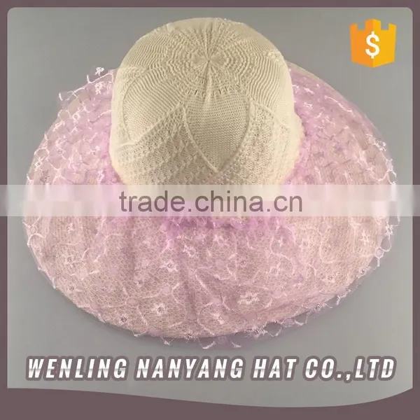 Promotional Women Straw Hat With Lace Decoration