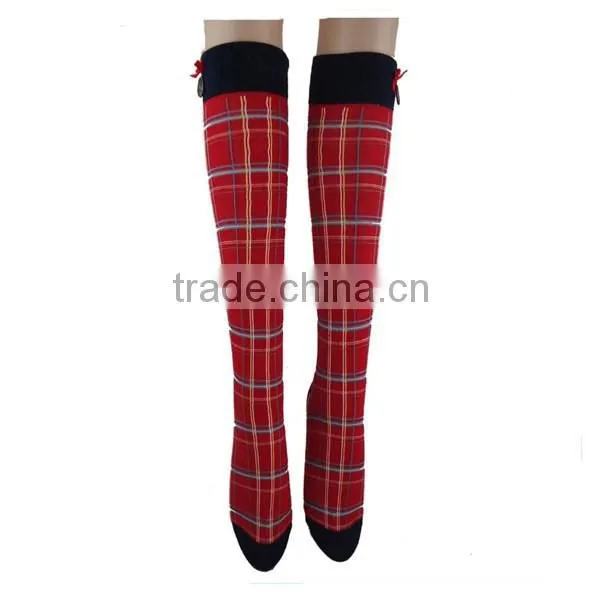 GSW-51 Wholesale Custom Made Knee-high Red Cotton Women Socks