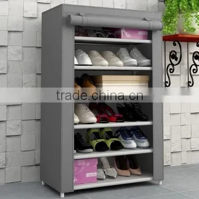 6 Layers Non-woven Fabric Steel Storage Rack Shoes With Cloth Cover
