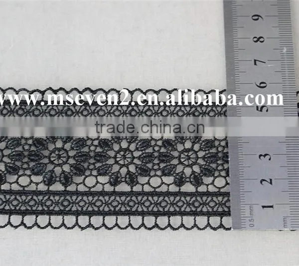 2016 Fashiona Design 100% Polyester Flower Lace in Black Embroidery Lace Trim Decoration Lace Trim for Clothing photo-5