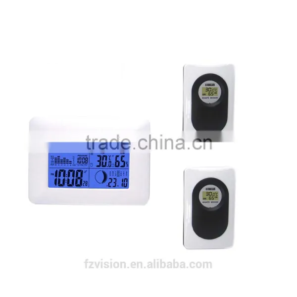 Digital Weather Station Table Clock With 2 Remote Sensors/Wireless Weather Station Clock