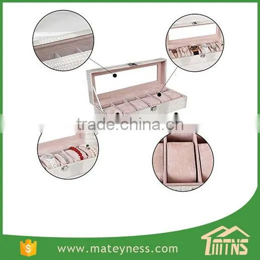 6 Slots Crocodile Grain PU Watch Packaging Box photo-2