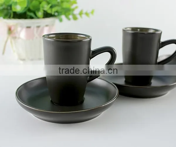 China Supplier New Premium Custom Wholesale Black Porcelain Coffee Cup Saucer photo-2