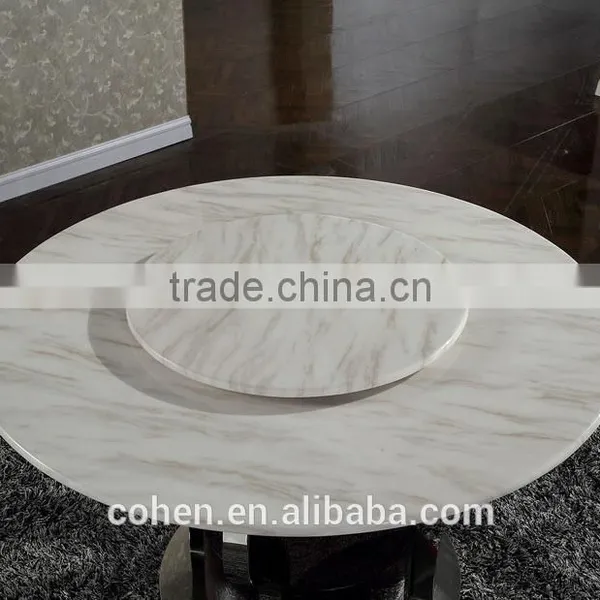Hosehold 4 People Round Turntable Marble Top Stainless Steel Furniture Dining Table and Chairs With Highest Quality photo-3