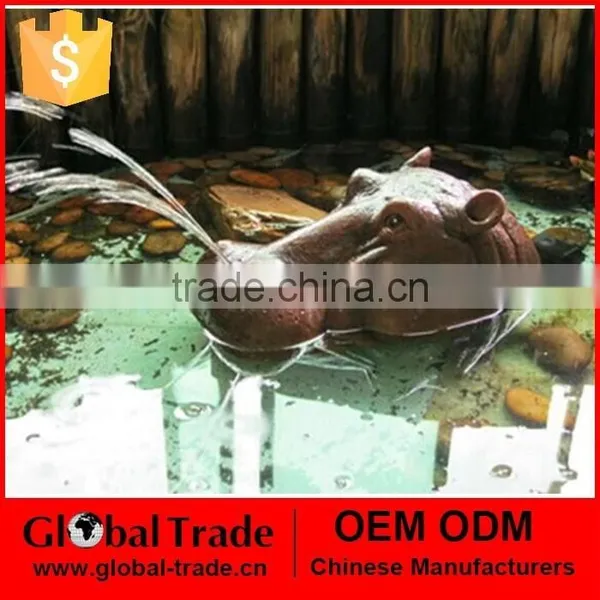 Resin Solar Floating Under Water Hippo For Garden Decorate G0232