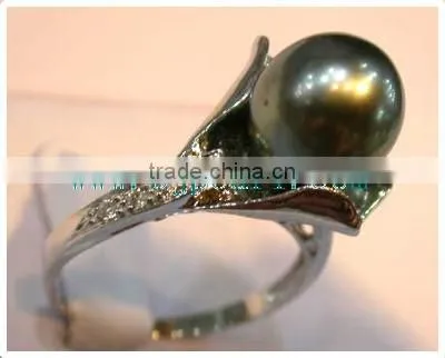 Fashion Seed 18K Gold Best Quality Black Tahitian Perfect Pearl Ring for Girls photo-4
