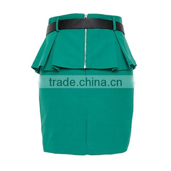 Plain/simple Pencil Women Short Skirts With Exposed Back Zip photo-3
