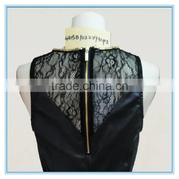 Sexy Girl PU Leather Vest With Fancy Lace Trim photo-4