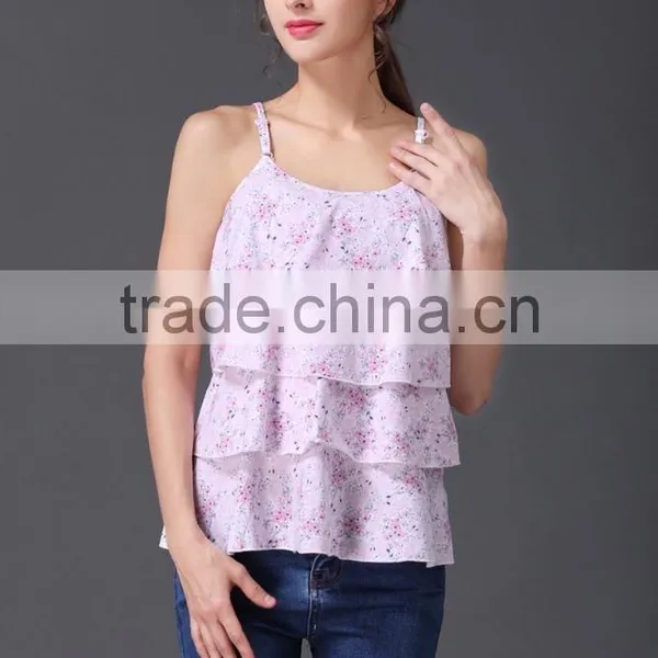 Floral Summer Cotton Maternity Chemise Breastfeeding Vest Nursing Tanks photo-2