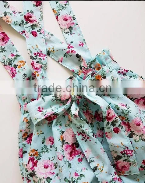 Custom Boutique Baby Girl Flower Printed Bubble Cotton Pants photo-3