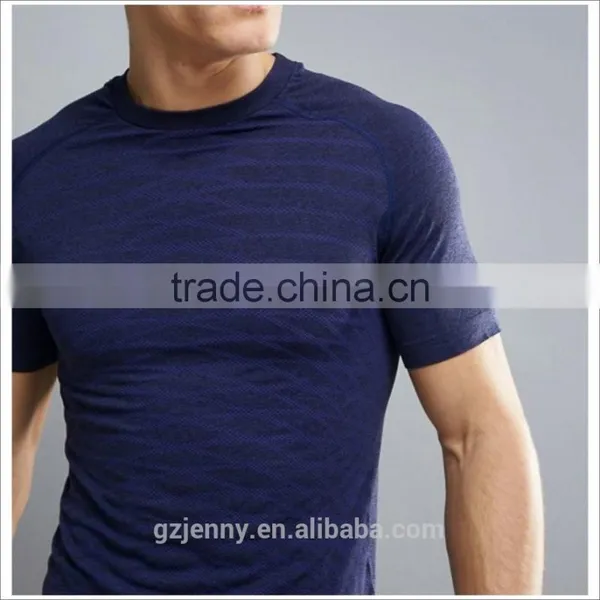 OEM Sportwear T Shirt New Design Dry Fit SPORT Short Sleeve Compression Top In Navy photo-3