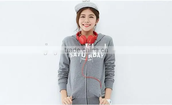 Female Section Hemp Grey Cultivate One's Morality Version Hooded Cardigan Fleece Jacket photo-3