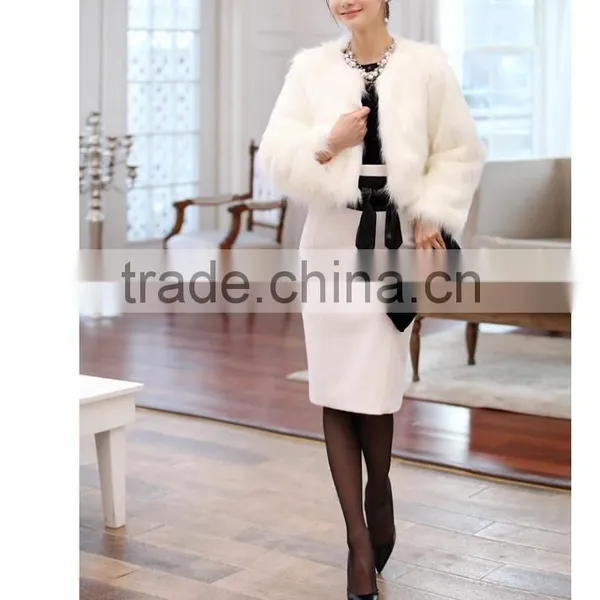 Eight Colour Woman Short Faux Fur Coat Winter Lady Wedding Jackets Long Sleeves photo-4