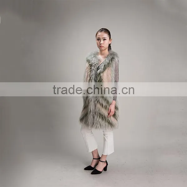 Myfur Ladies Waistcoat Worth Buying Rainbow Color Gilet Winter Genuine Raccoon Fur Vest photo-4