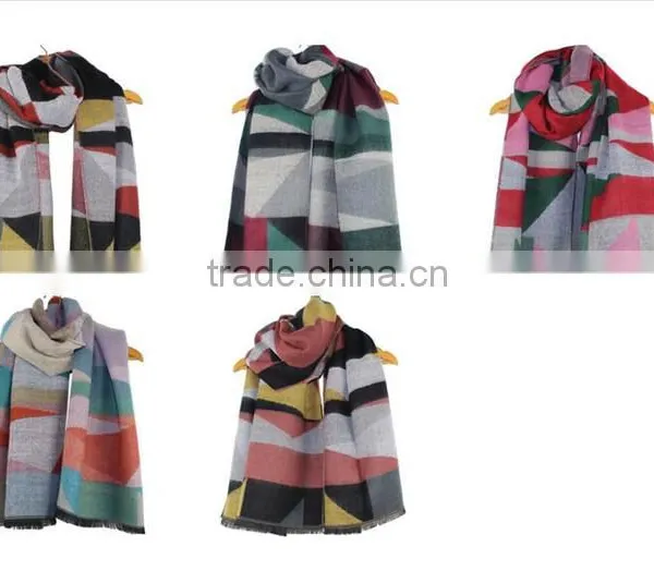 Colorful 100% Acrylic Pashmina Shawl Winter Geometric Women Scarf Shawl RL-208 photo-2