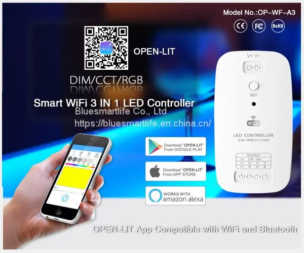 DIM/CCT/RGB 3 IN 1 BLE wifi LED Контроллер
