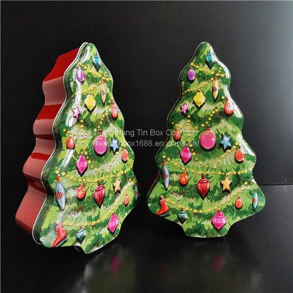 Christmas Tree Tin Box For Food & Biscuit Cookie Spherical Cake Tin photo-3