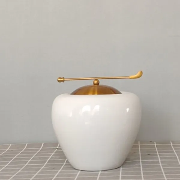 New Chinese Light Luxury Large White Ceramic Flower Vase With Metal Cap For Living Room Decor photo-4
