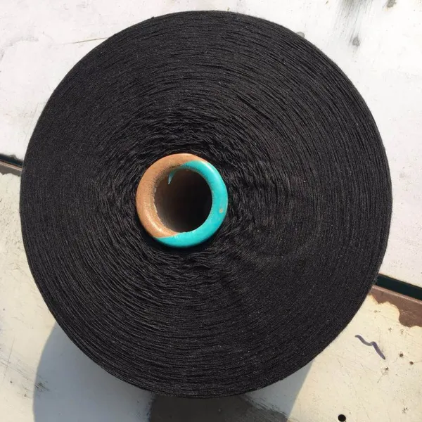Factory Recycled/Regenerated Cotton and Polyester Open End Color Dyed Yarn for Gloves 10s Black Yarn photo-2