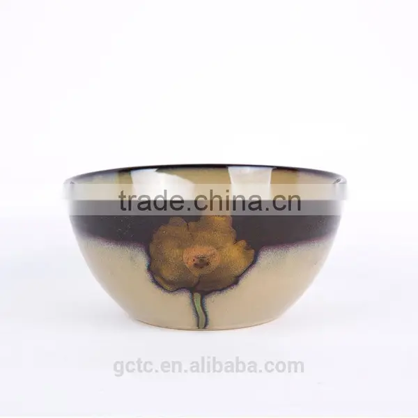 16-piece Reactive Glaze Stoneware Dinnerware Set With Poppy Hand Printing photo-4