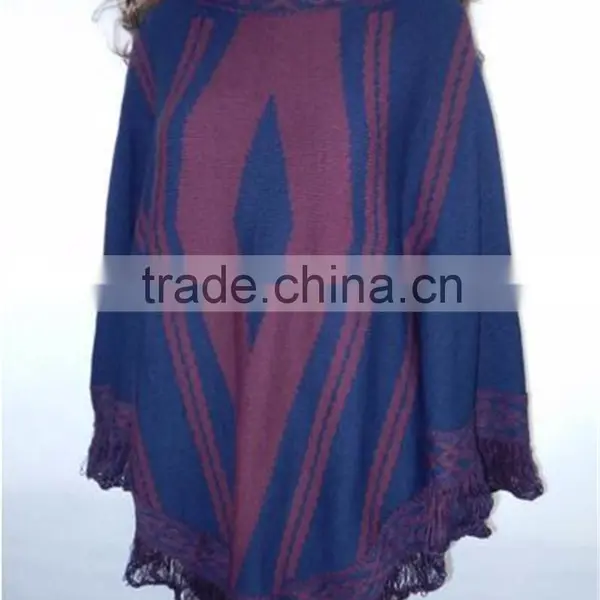 Ladies Elegant Design Popular Knitted Crochet Winter Poncho 2016 photo-3