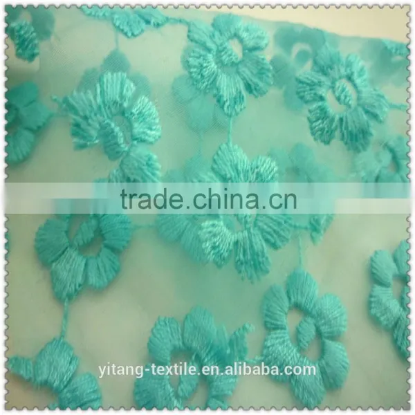 Light Blue Embroidered Floral Fabric photo-2