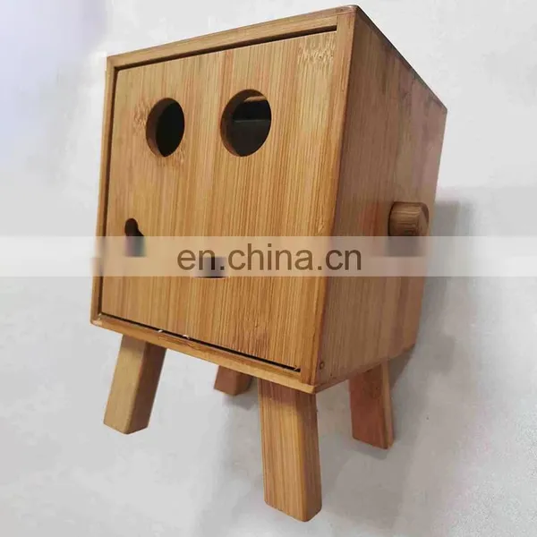 Luxury Hotel tv Shape tv Shape Decorative Toilet Roll Paper Tissue Holder With Leg Bamboo Wooden Storage Box Container photo-3