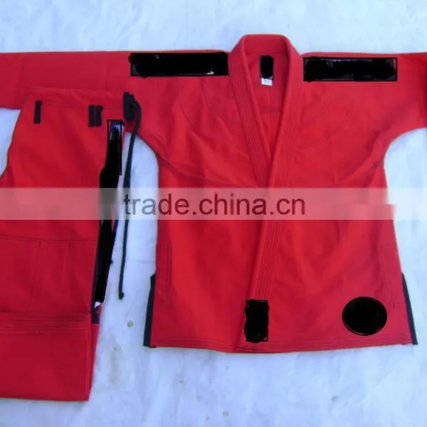 Red BJJ Gis With Contrast Stitching, Drawstring, Loops, Side Vents (Red, White, Blue, Black, Navy Blue,) photo-2