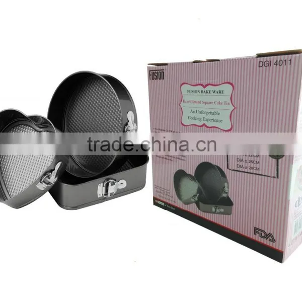 3PCS Iron Springform Baking Pan With Removable Bottom,Square, Round, Heart,cake Pan Quality Choice