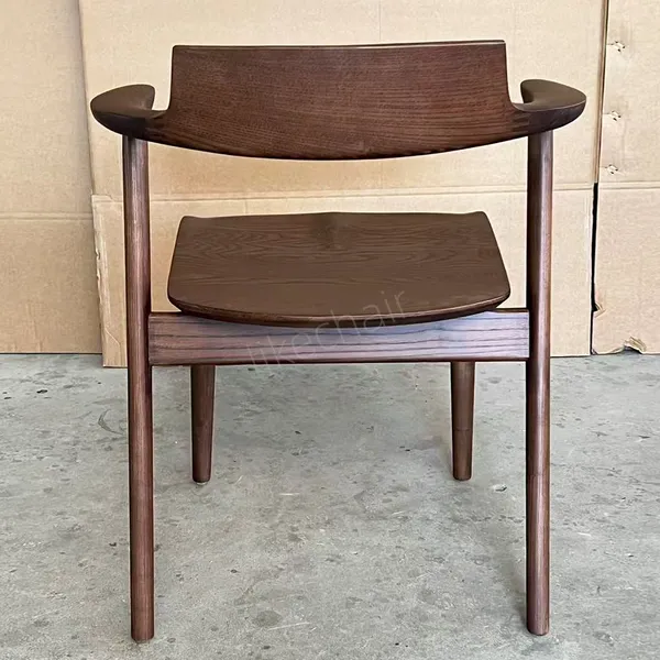 Modern Black Solid Wood Dining Chair Curved Armrest Padded Upholstered Seat Sturdy Wooden Legs Eco-Friendly Waterproof Home photo-5