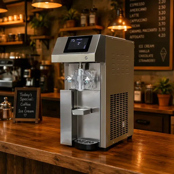 Mo-Qdmech Soft Serve Ice Cream Machine LS12 for Cafe Restaurant Buffet Hotel Countertop Self Service Dispenser