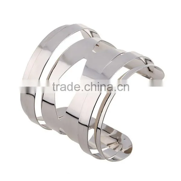 Simple Alloy Silver/Gold Plated Geometric Female Personality Metal Bangles photo-4