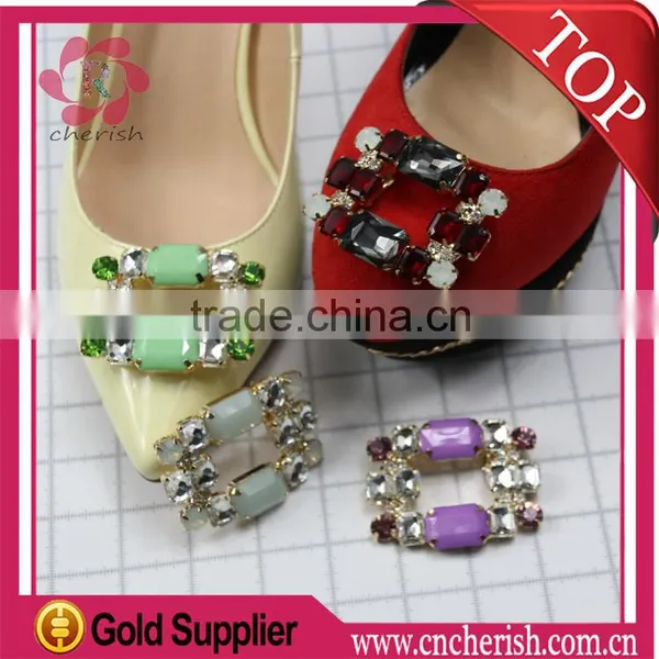 Hot Sale Rhinestones/acrylic/glass Moveable Shoes Clips Square Shape for Lady photo-2