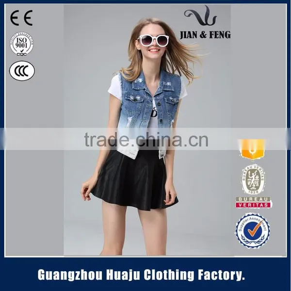 2016 Summer Fashion Hot Sale New Design Girl Denim Vest photo-4