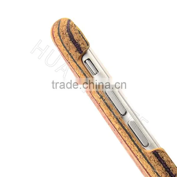 Plaid Real Wooden Cellphone Case and Eco-leather Back Cover Case Phone Cover For Apple IPhone 6s photo-4