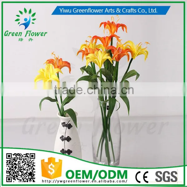 2016 Wholesale Multicolor Artificial Flowers Lily Real Touch Bouquet Wedding Bridal Home Declarative Flowers photo-5