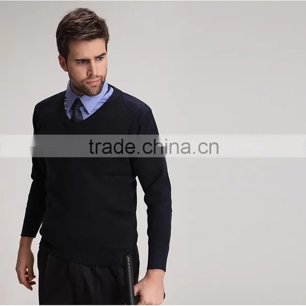 High Quality Mens Winter Knitted Black Sweater Work Wear Security Guard Uniform photo-2