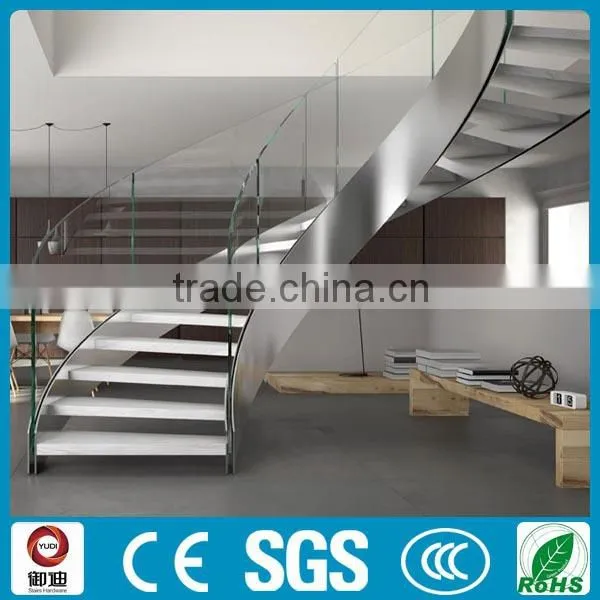 Stainless Beam and Wood Tread Helical Stair photo-3