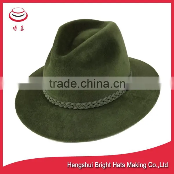 Green or Mix Green Wool Felt Fedora Hats photo-2
