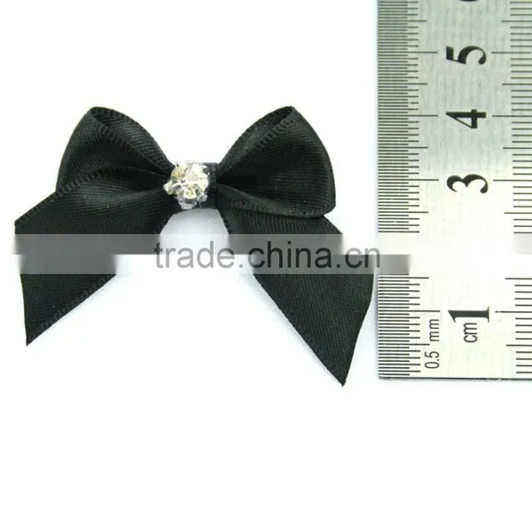 Black Ribbon Bows With Rhinestone photo-3