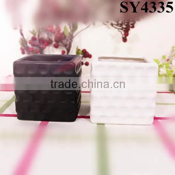 White Mini Porcelain Square Flower Pot photo-6
