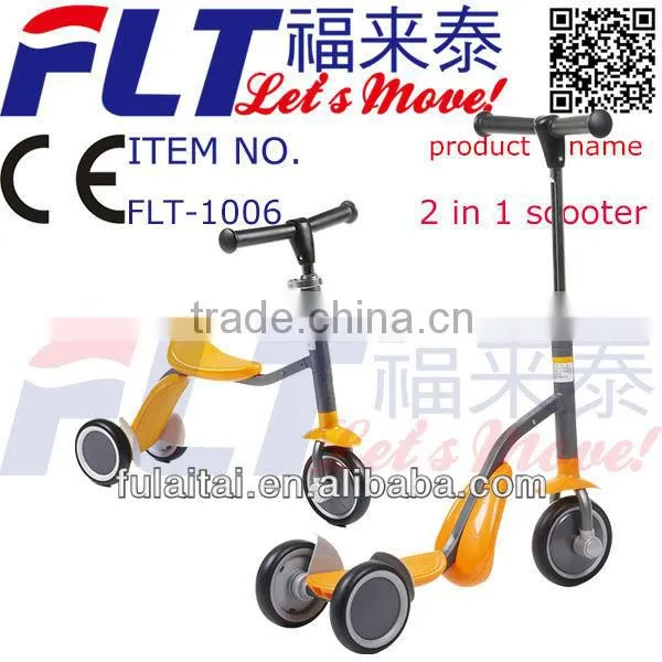 2013 CE Approved Best Selling 2 in 1 Strong Steel Scooter FLT-1006 Manual Kids Scooter for Sale