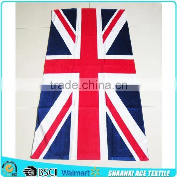 100% Cotton Velour Printing Union Jack Beach Towel UK FLAG Printed Beach Towel Quality Choice