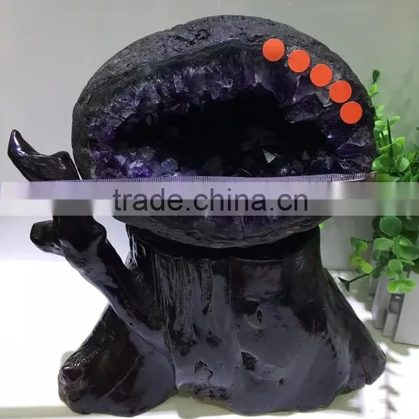 3.5kg Natural Brazil Dark Purple Amethyst Geodes for Decoration photo-4