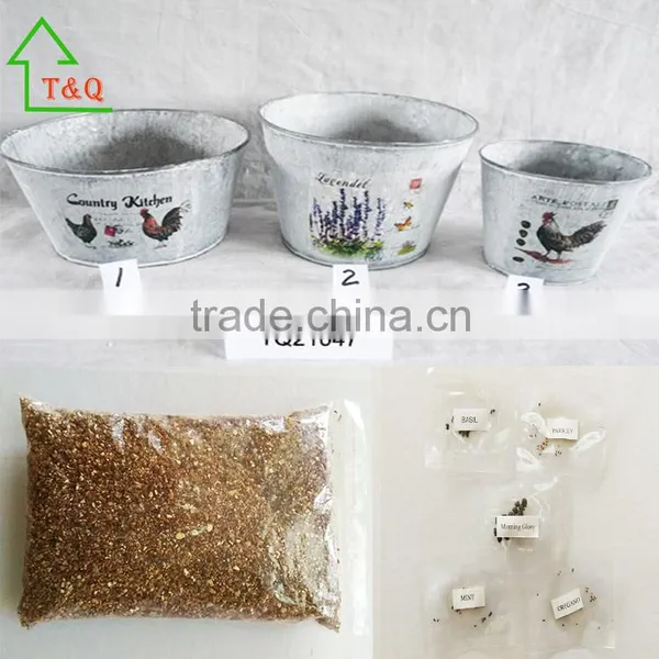Shabby Chic 3Flower Herb Metal Plant Pot Planters Garden Kitchen Gift